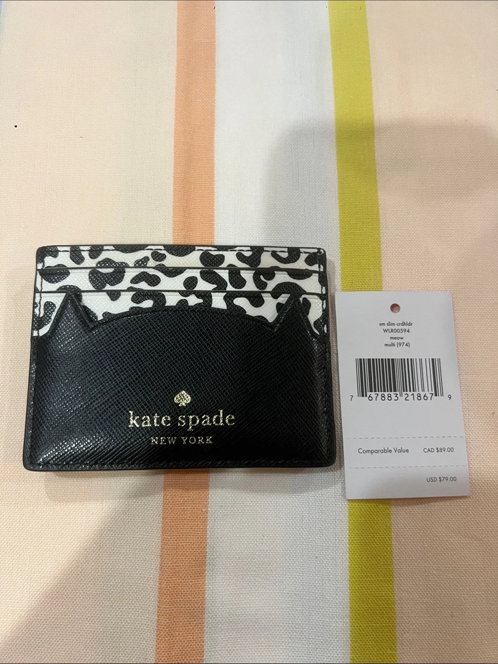 kate spade Black & White Leopard Accent Card Case